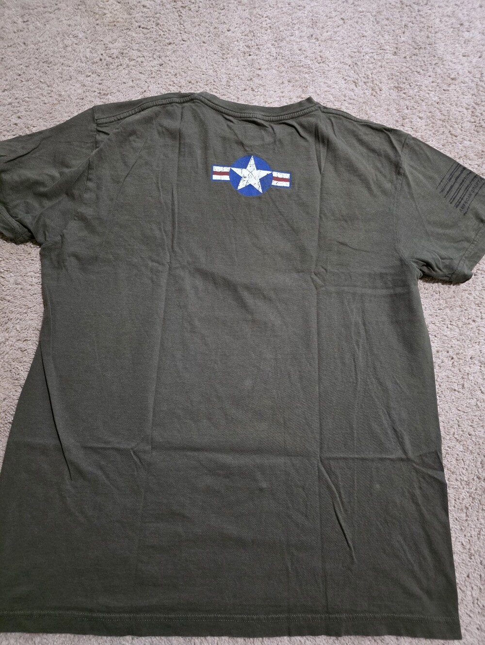 American Spartan Apparel Distressed Army Style Graphic Tee - Large - Picture 6 of 8